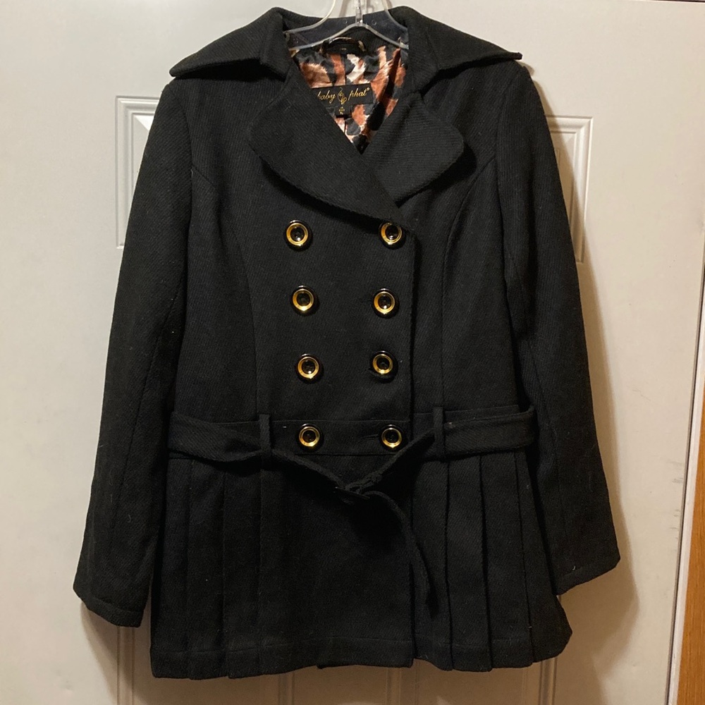 Baby Phat International Black Pea Coat with Gold Buttons‎ XL